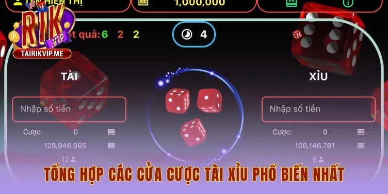 Các cửa cược tài xỉu mở ra nhiều lựa chọn đặt cược kịch tính